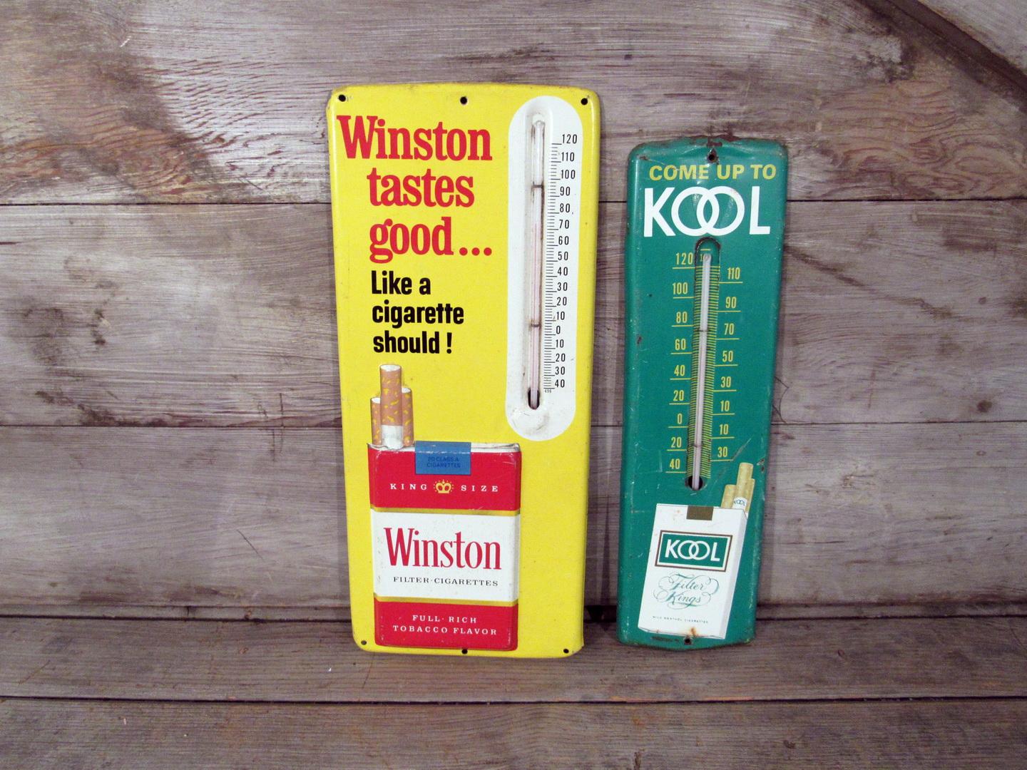 Vintage Winston and Kool Cigarette Thermometers
