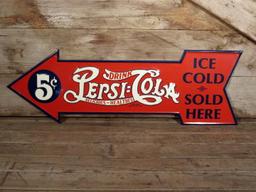 Pepsi Cola Replica Arrow Metal Sign