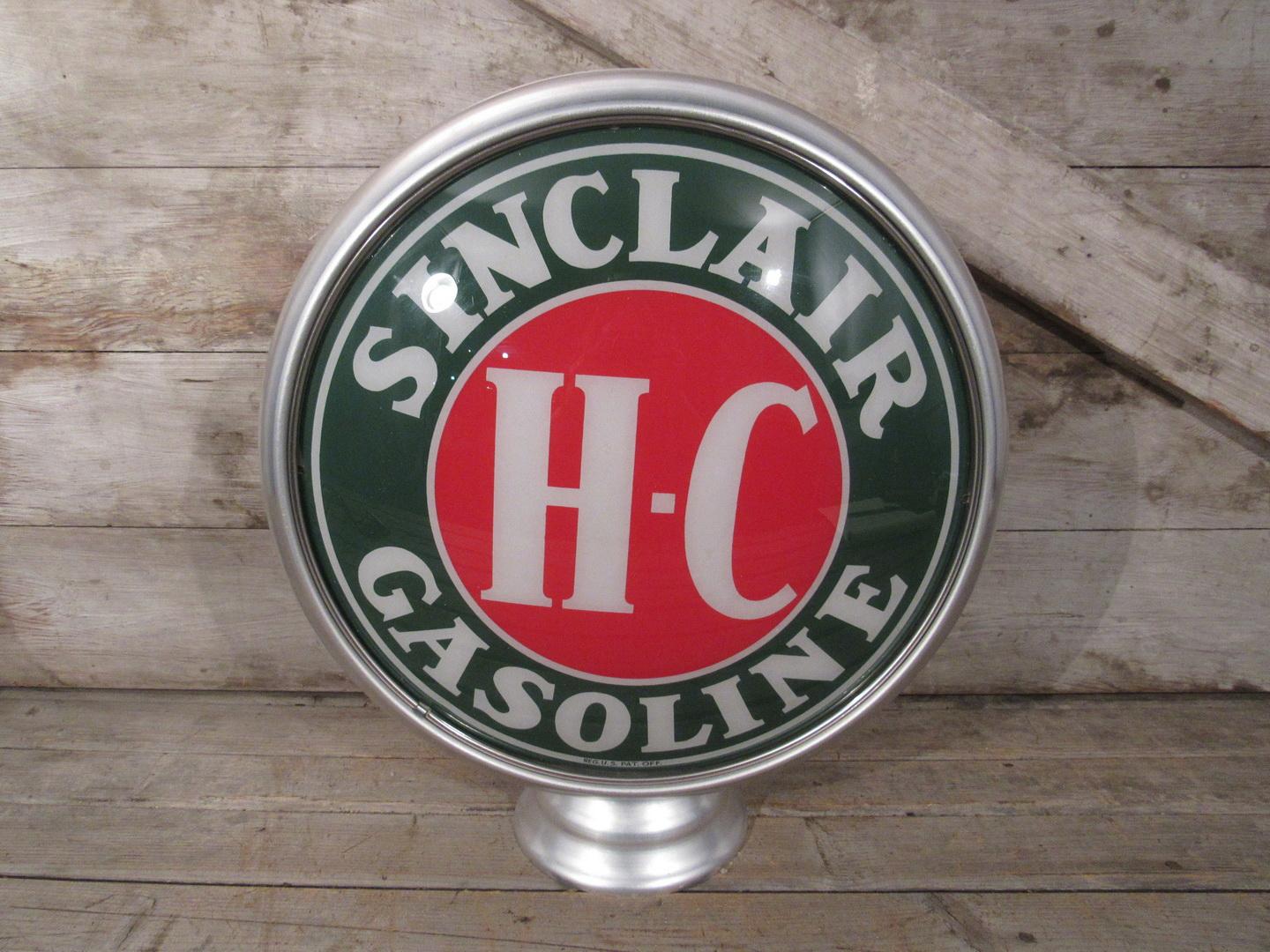 Vintage HC Sinclair Gasoline Glass and Metal Gas Pump Globe