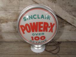 Vintage Sinclair Power X Gasoline Gas Pump Glass and Metal Globe