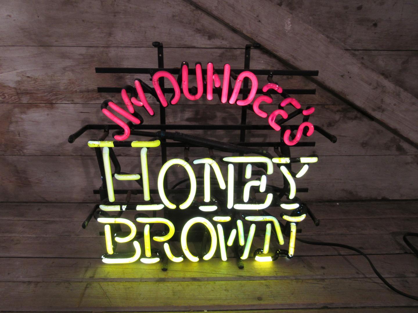 Vintage Jim Dundees Honey Brown Beer Lighted Neon Sign