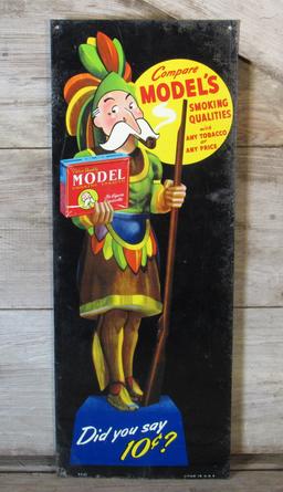 Vintage Model Tobacco Tin Tacker Sign