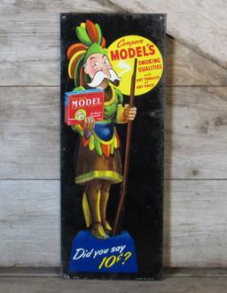 Vintage Model Tobacco Tin Tacker Sign