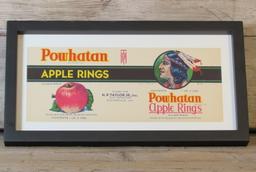 Framed Powhatan Apple Rings Advertising Label