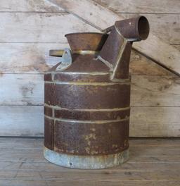 Vintage Antique 5 gallon Soldered Amco Gas and Oil, Oil Can