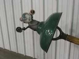 Vintage Gas Station Island Fluted Pole with Porcelain Light. LOCAL PICKUP ONLY.