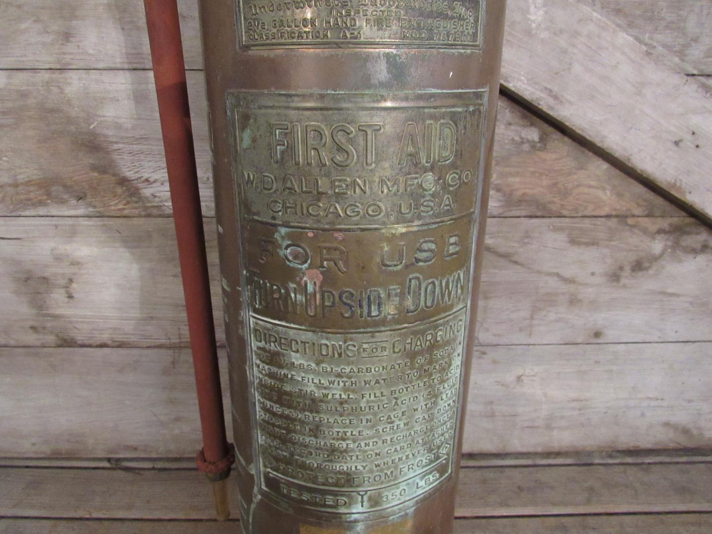 Vintage WD Allen Copper and Brass Fire Extinguisher