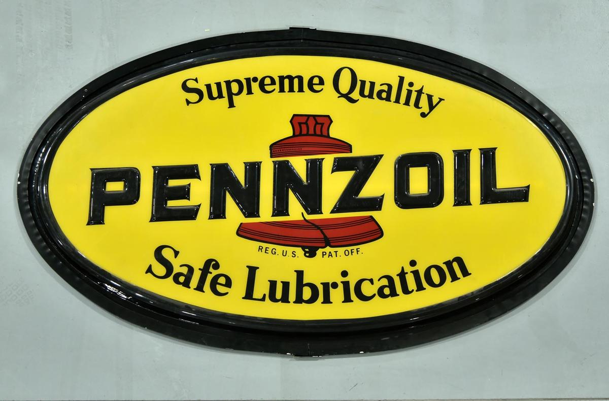 PENNZOIL Safe Lubrication Lighted Oval Embossed Plastic Sign