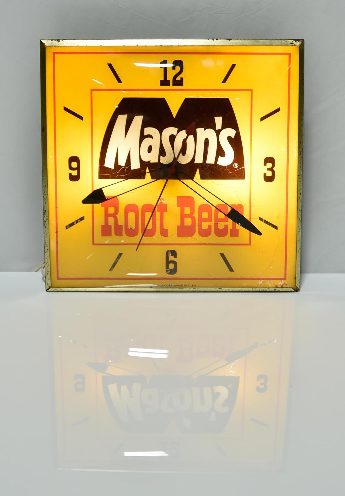 Mason's Root Beer PAM USA Advertising Clock