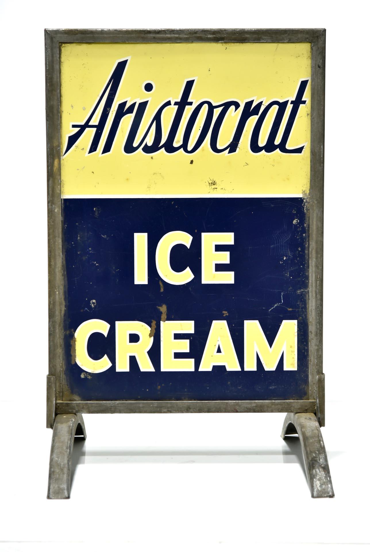 Aristocrat Ice Cream DS Metal Sidewalk Sign in Frame