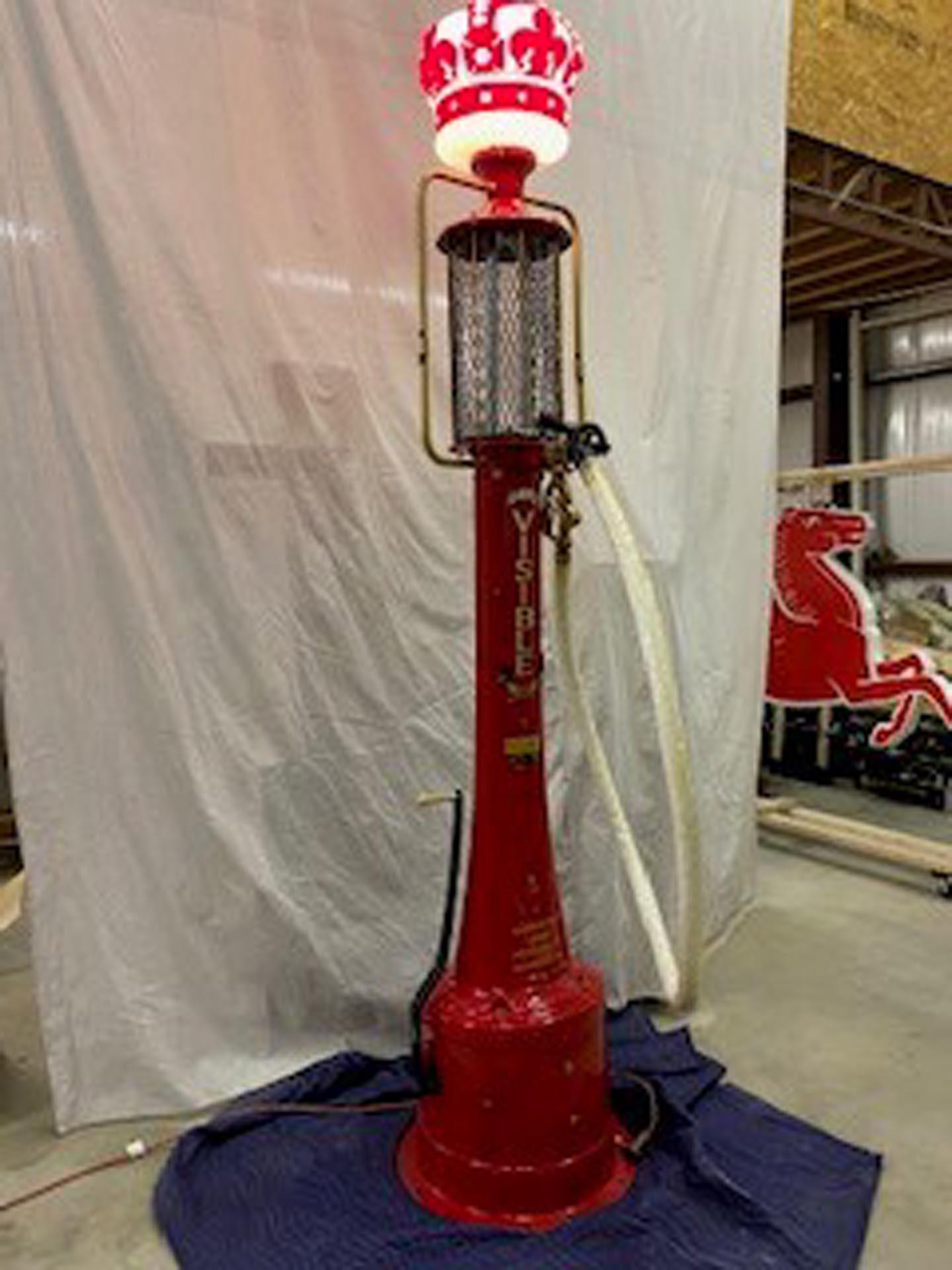 Professionally Restored 1923 Fry Red Crown Gasoline Gas Visible Gas Pump