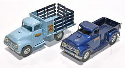 Lot of 2 Tonkas: 1956 Tonka Farms Stake Bed Toy Truck & 1957 Tonka Step Side Pickup Truck