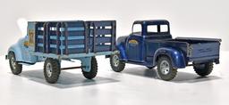 Lot of 2 Tonkas: 1956 Tonka Farms Stake Bed Toy Truck & 1957 Tonka Step Side Pickup Truck