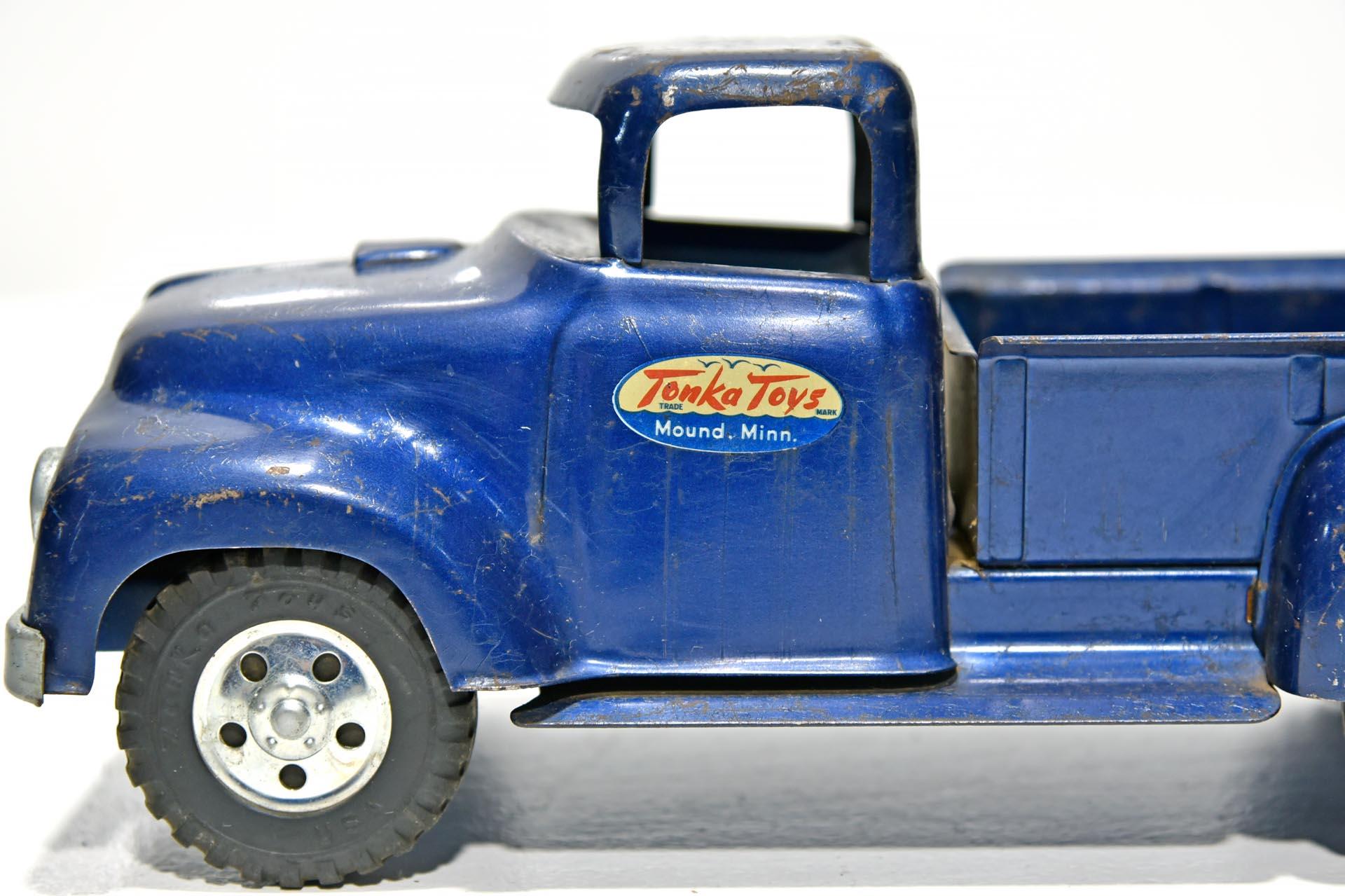 Lot of 2 Tonkas: 1956 Tonka Farms Stake Bed Toy Truck & 1957 Tonka Step Side Pickup Truck