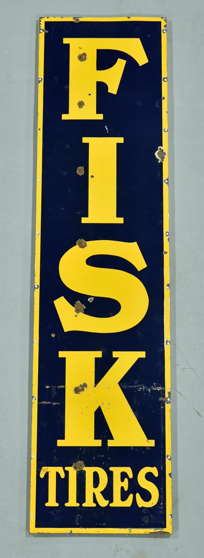 8' Tall FISK Tire Vertical Porcelain Sign