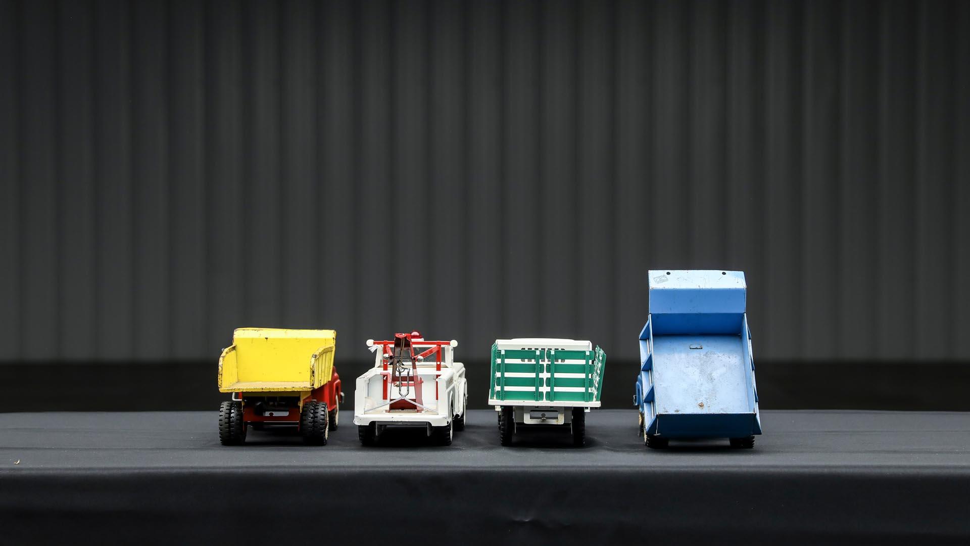 1960s Four Pressed Steel Toy Trucks