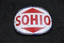 Sohio Gas Single-Sided Porcelain Pump Plate - Curved