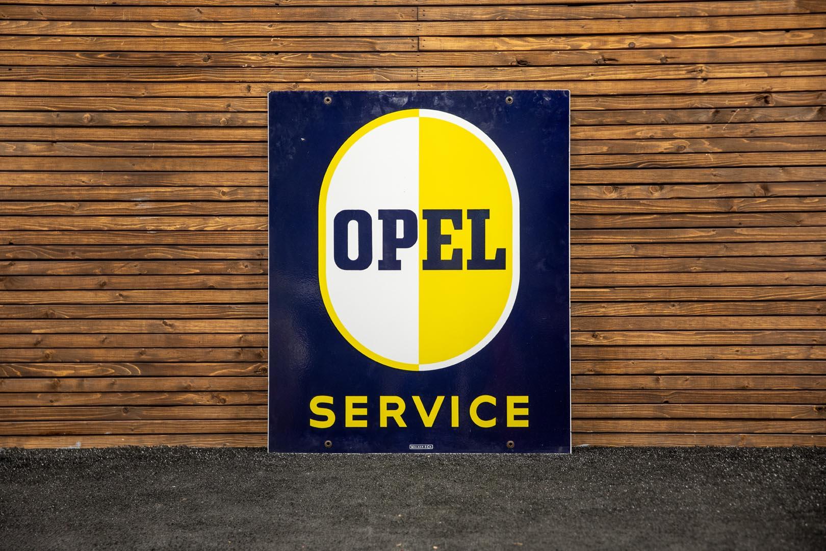 Opel Service Double-Sided Porcelain Sign with Hanger by Walker