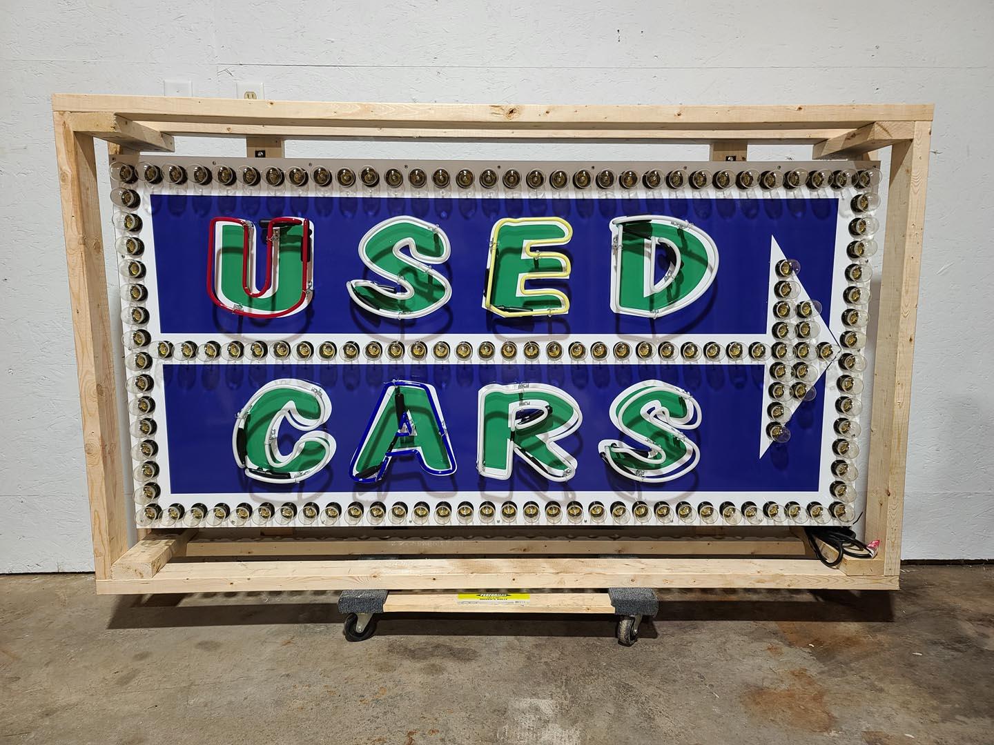 Custom Used Cars Animated Neon Lighted Sign