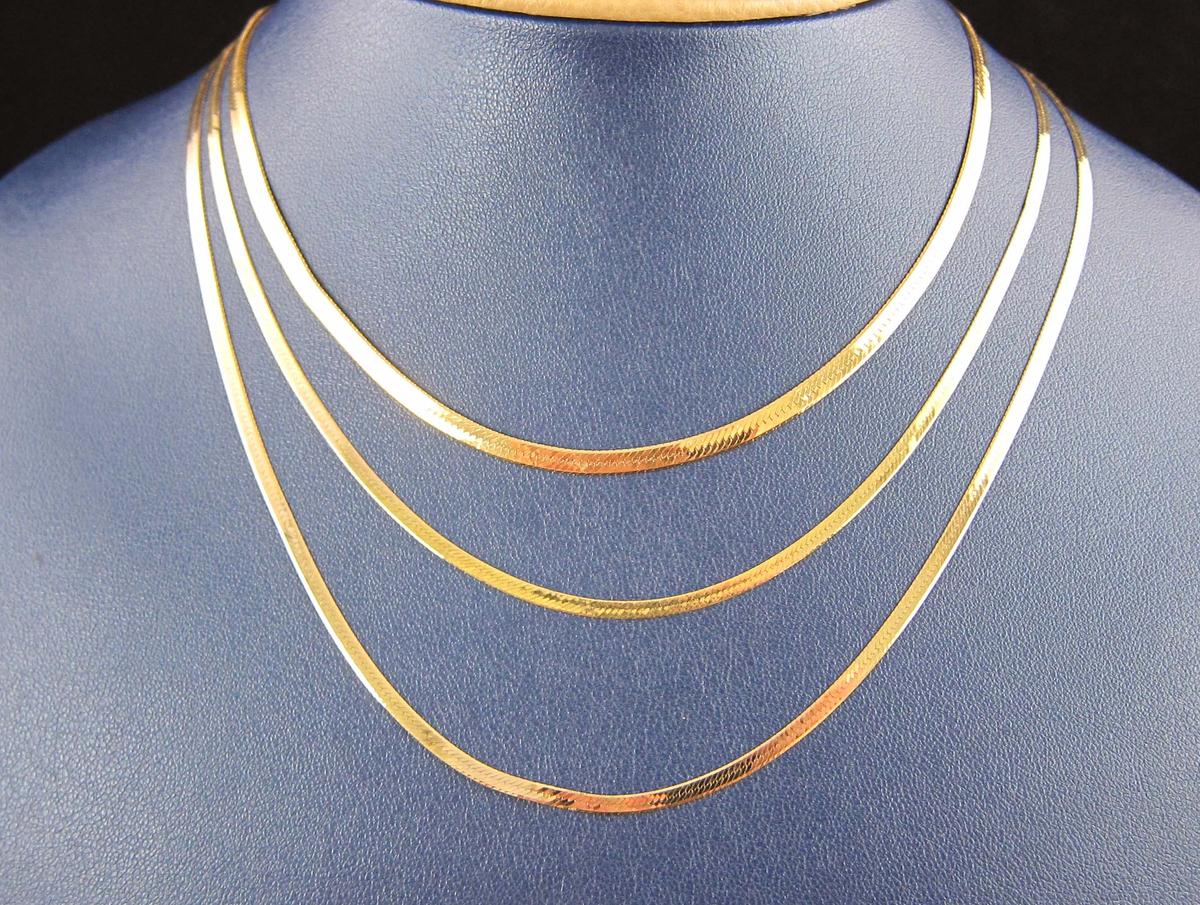 14K Gold Herringbone Necklaces