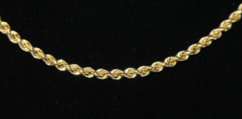 14KT GOLD  Rope Chain Necklace