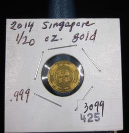 Singapore Mint Singold Lunar SeriesYear of the Horse  Gold Coin 1/20 oz