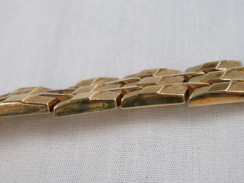 Vntg. 14Kt Gold Multi Panel Link Bracelet