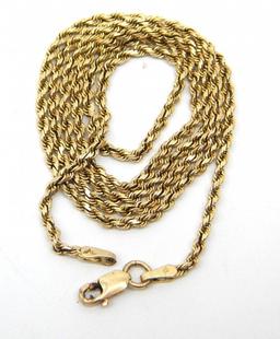 14K Twisted Chain Necklace 21" 7.3g