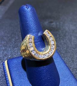 14k Gold and Diamond Horseshoe Ring