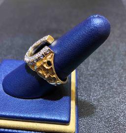 14K Gold Nugget and Diamond Ring