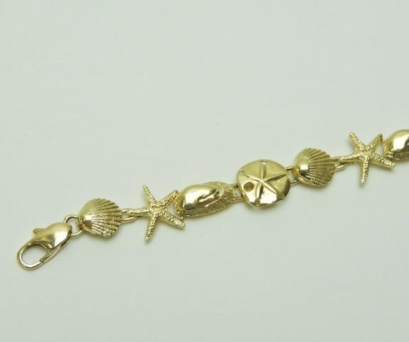 14K Gold Sea Life Theme Bracelet - 10.9 grams