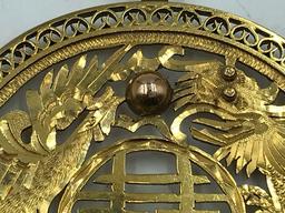 14K Gold Large Ornate Chinese Dragon Medallion