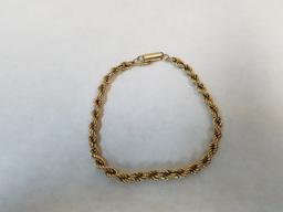 14K Rope Chain Bracelet 4.1g