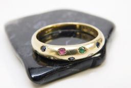 Exotic 14K Yellow Gold Diamond & Ruby Ring 2.5g