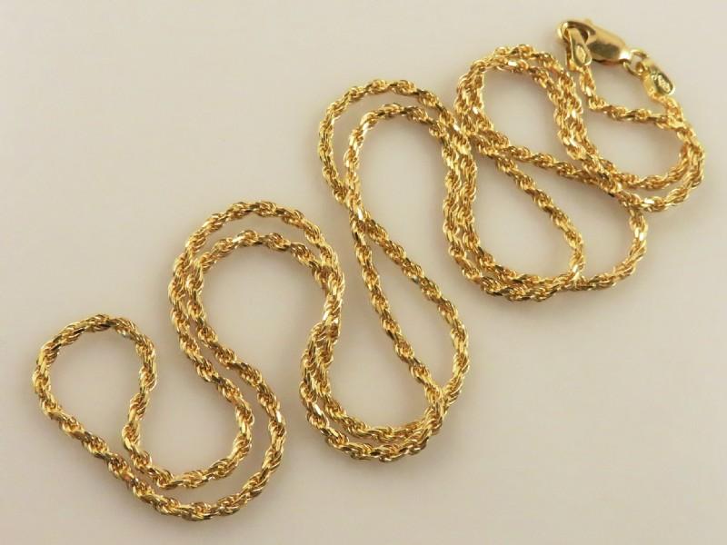 22" 18K Gold Rope Chain-10.6g