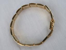 Vntg. 14Kt Gold Multi Panel Link Bracelet