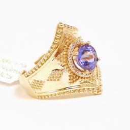 14K Gold Tanzanite & Diamond Ring