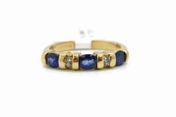 14k Gold Diamond & Sapphire Ring