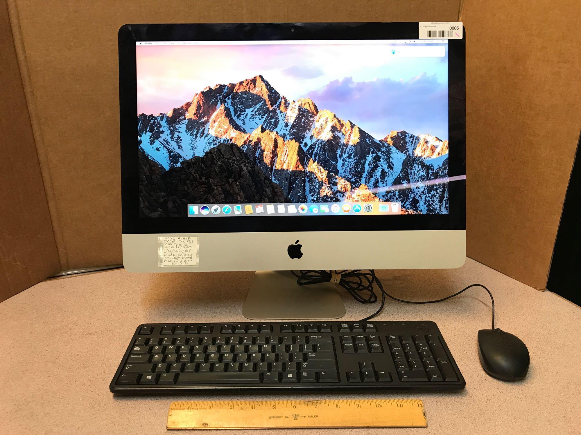 APPLE iMac A1418 Core i5 2.7GHz 8GB 1TB Sierra 10.12.6 WiFi BT 21.5" All-In-One Computer