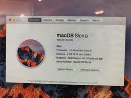APPLE iMac A1311 Core i5 2.5GHz 4GB 500GB Sierra 10.12.6 WiFi BT 21.5" All-In-One Computer