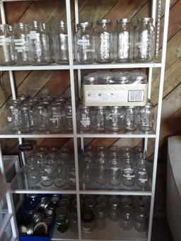 Shelving unit glass 6 ft tall metal frame no jars included