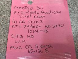 Apple A1289 MacPro5,1 Intel Quad-Core Xeon 2.4GHz 16GB 1TB 10.12.6 Mac Pro Wifi Desktop Computer