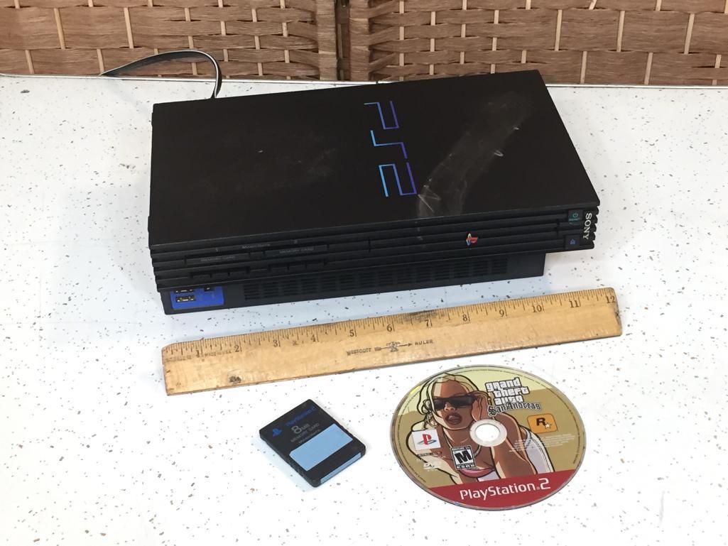 Sony PlayStation 2 PS2 Video Game Console w/ Grand Theft Auto San Andreas Game & 8MB Memory Card