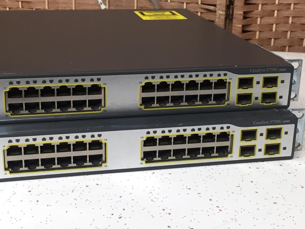 Cisco Catalyst 3750G Series WS-C3750G-24TS-S1U 24 Port Switches - 2pcs