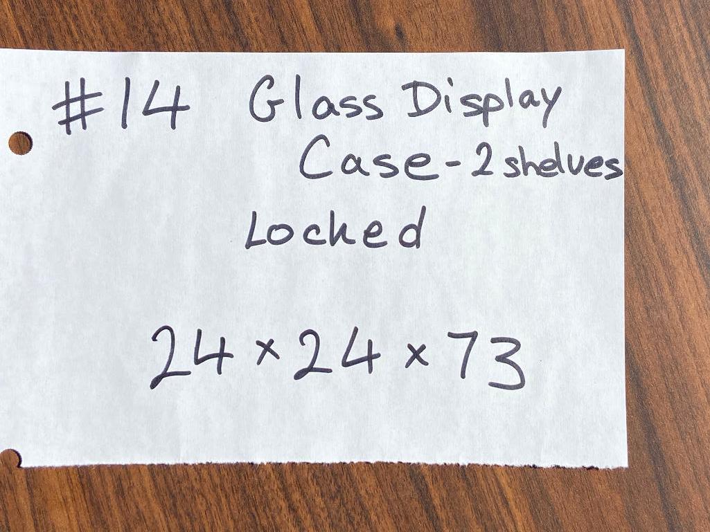 Glass Trophy Display Case - 2 Shelves Locked