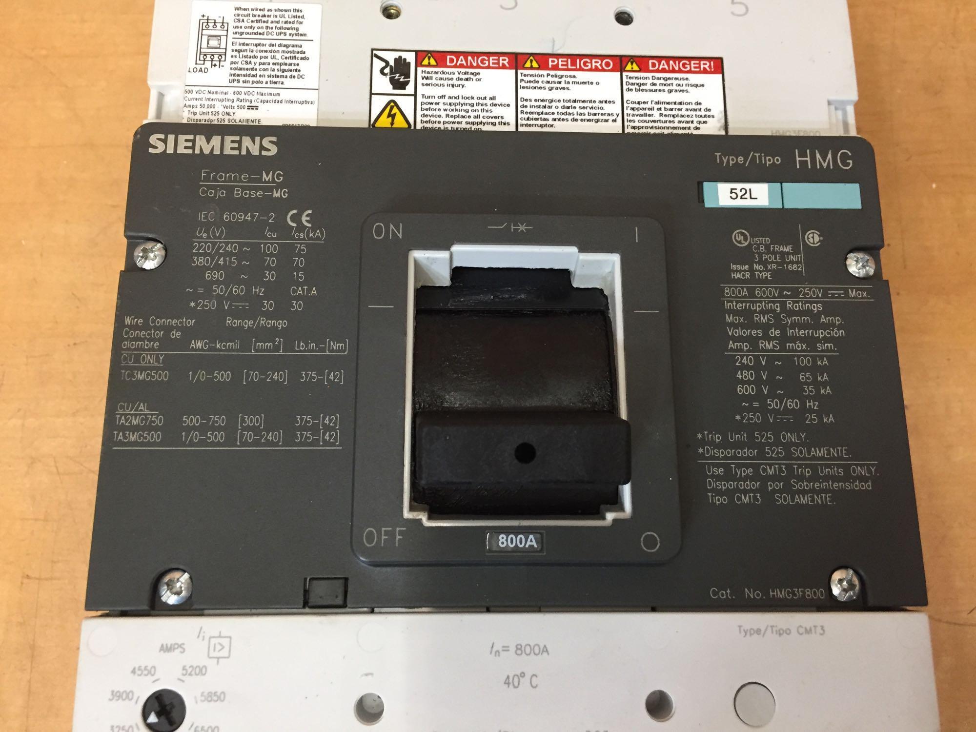 Siemens Type HMG HMG3F800 800A Circuit Breaker