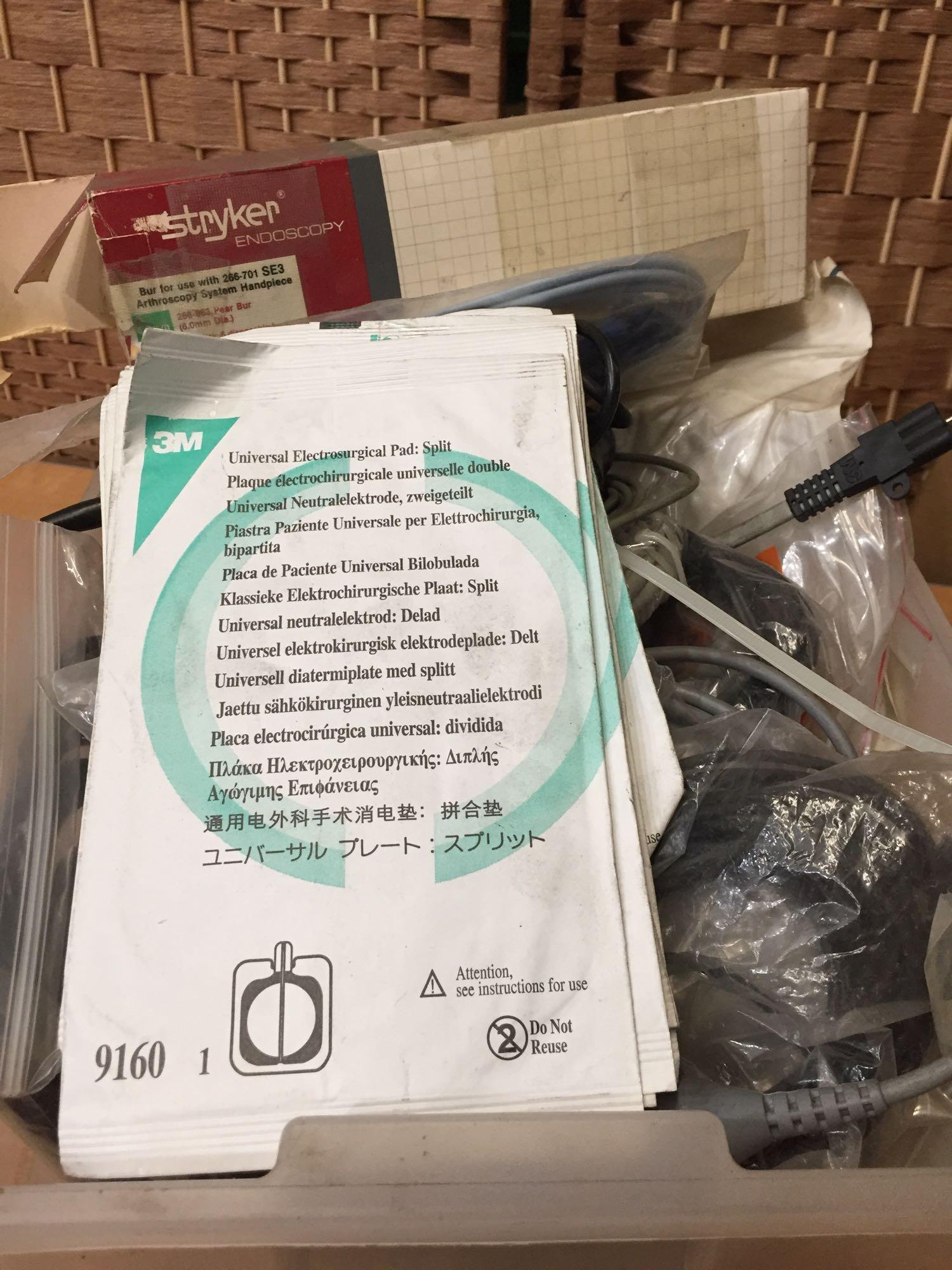 Box of Mixed Wires & Medical Tools