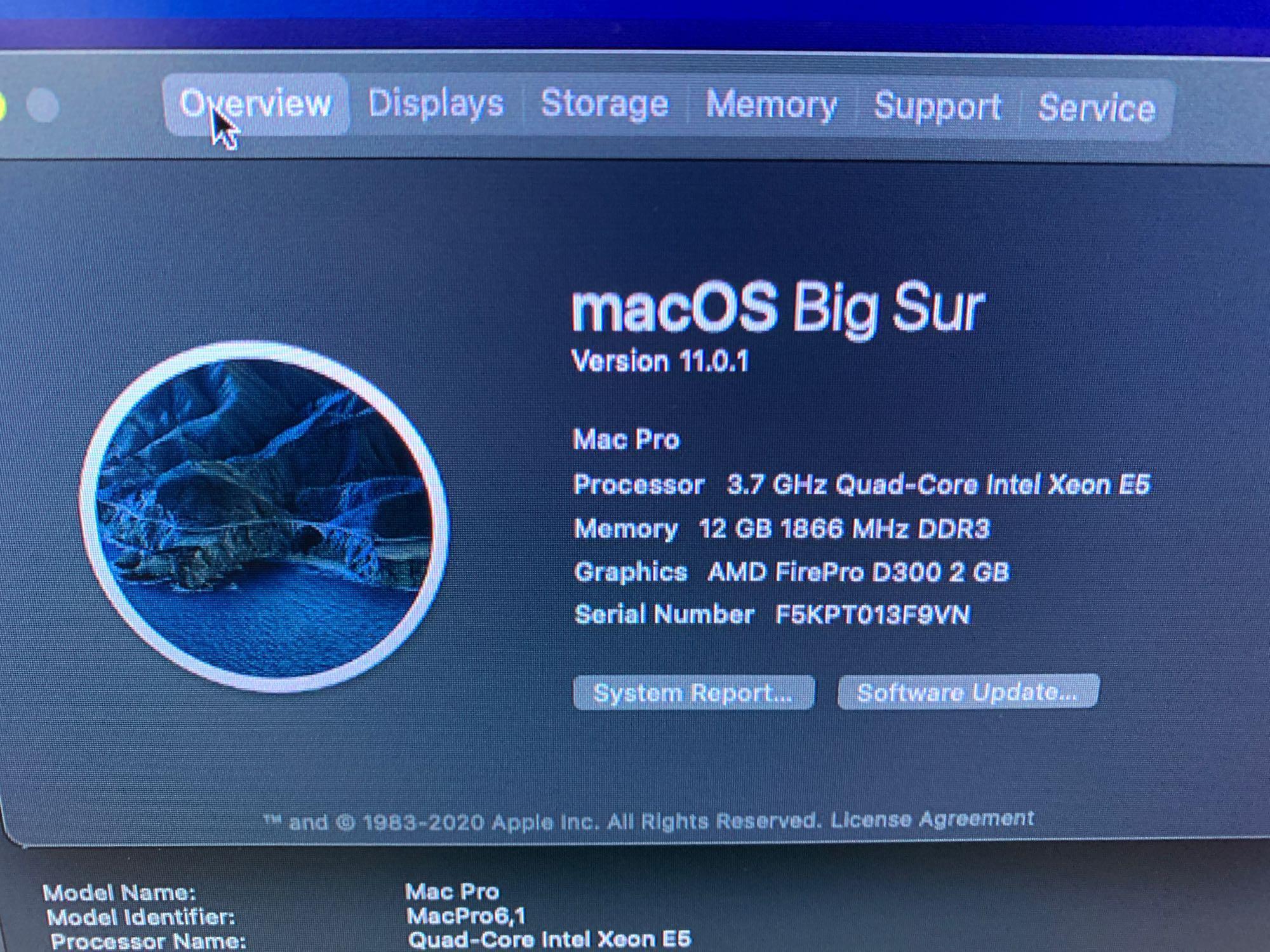 Apple A1481 Mac Pro Quad 3.7GHz Intel Xeon E5 12GB 500GB AMD FirePro BigSur Desktop Computer