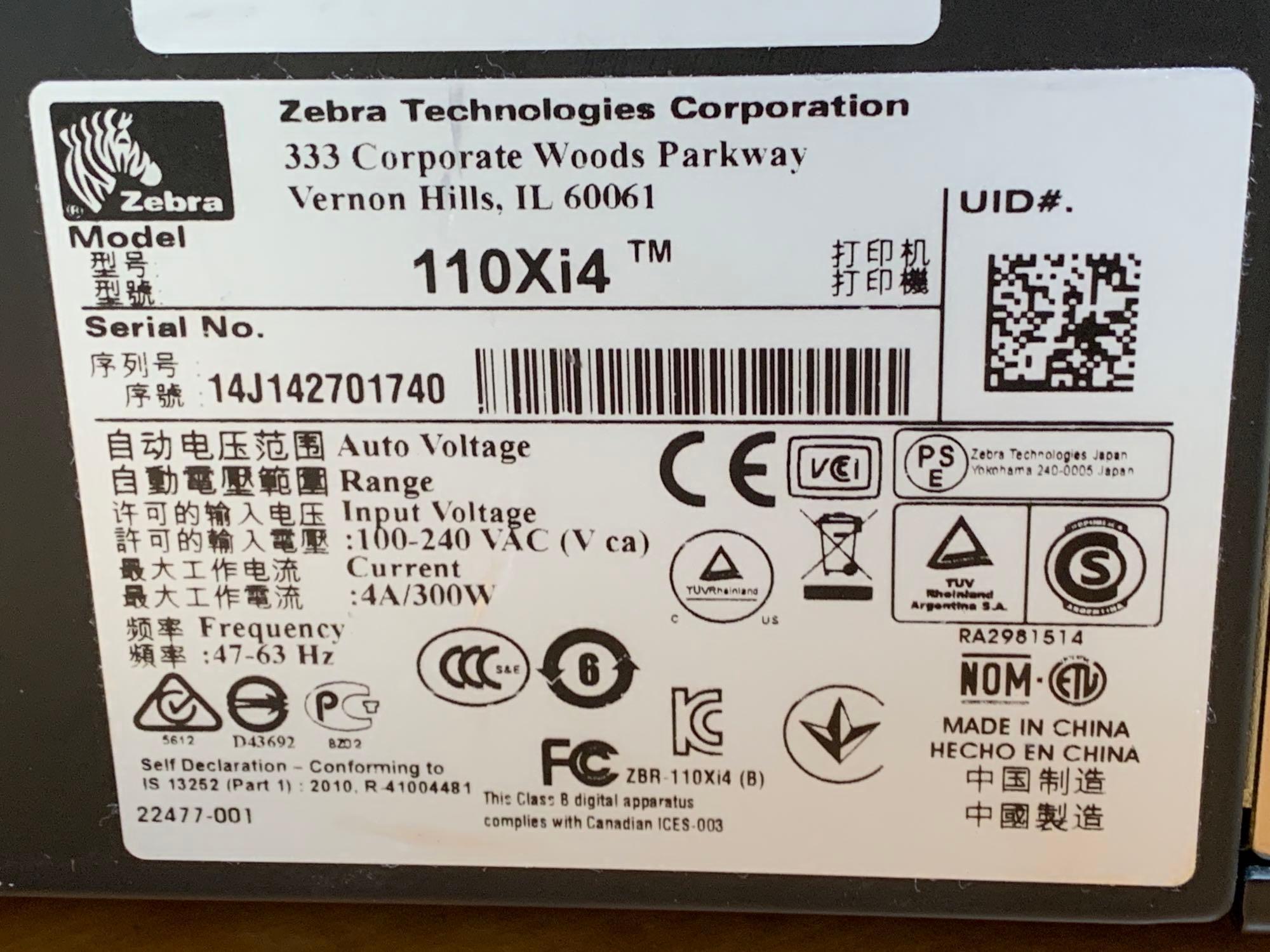 Zebra 110XI4 Industrial Barcode Label Printer