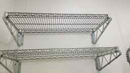 Wall mounted wire shelves 3' x 14" with brackets